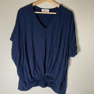 Willows Gathered Front Women's Blouse T Shirt Short Sleeve Large Soft Cozy